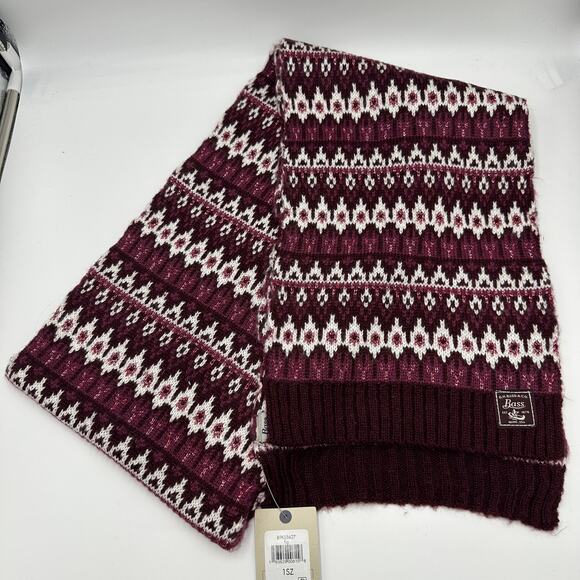 NWT G.H. Bass Knit Metallic Red Pink Glittery Warm Comfy Winter Neck Scarf OS - Picture 3 of 9